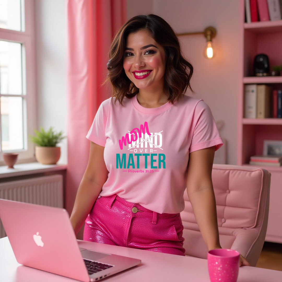 Mom Over Matter-White Teal