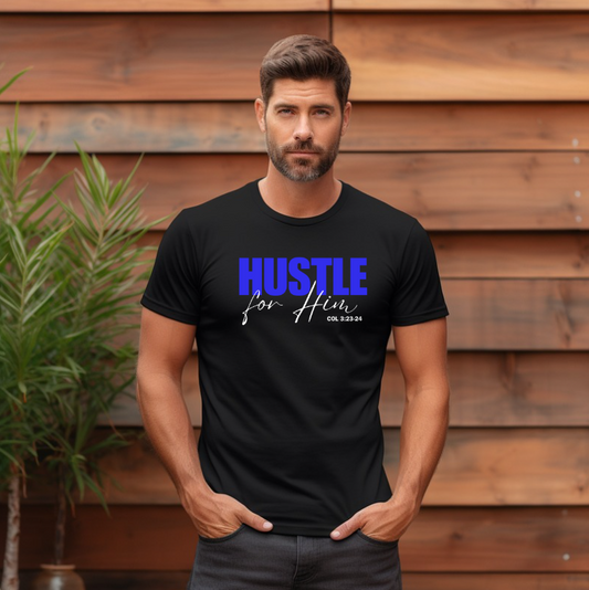 Hustle for Him-Blue White